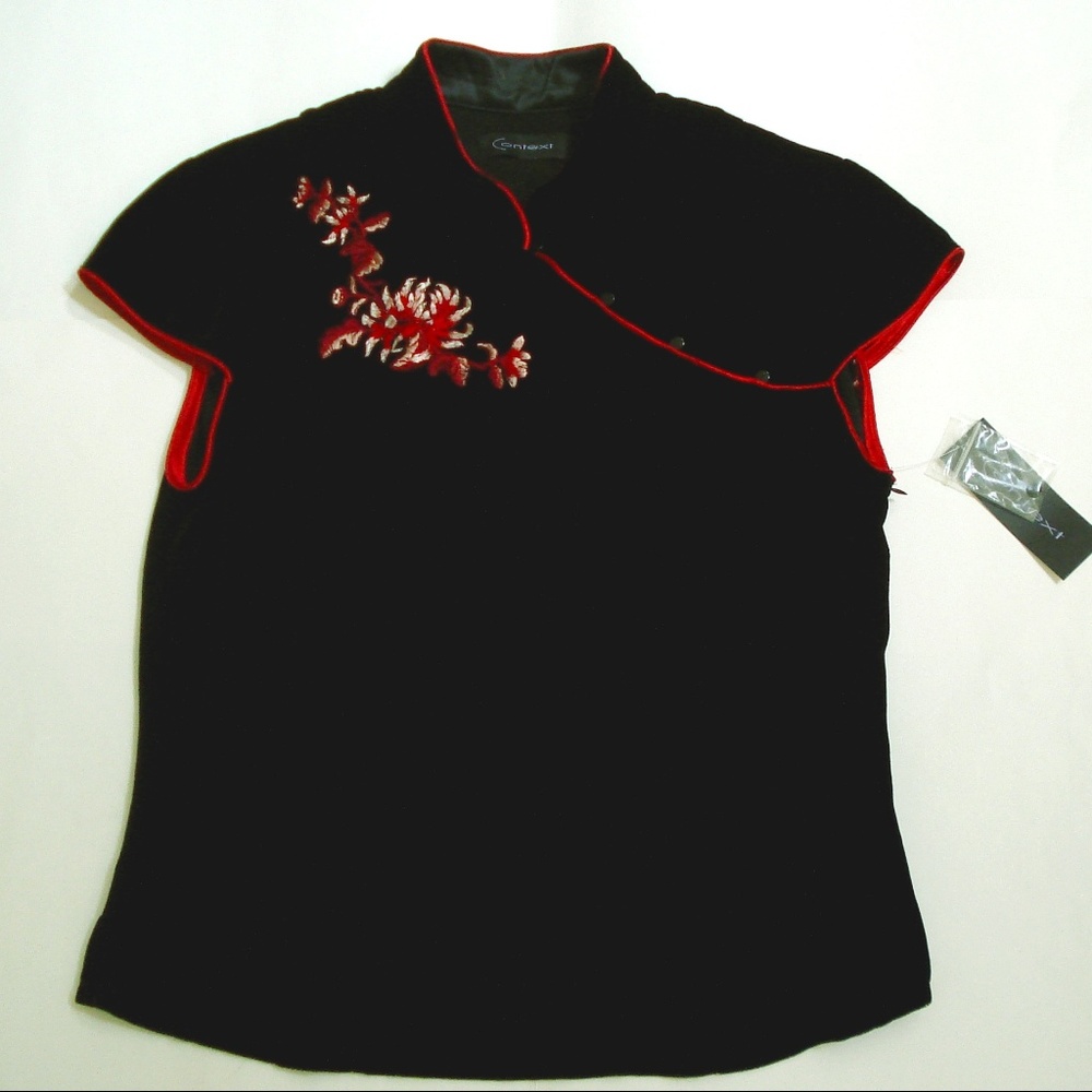 Context Black Velvet Cap Sleeve Top Sz 10